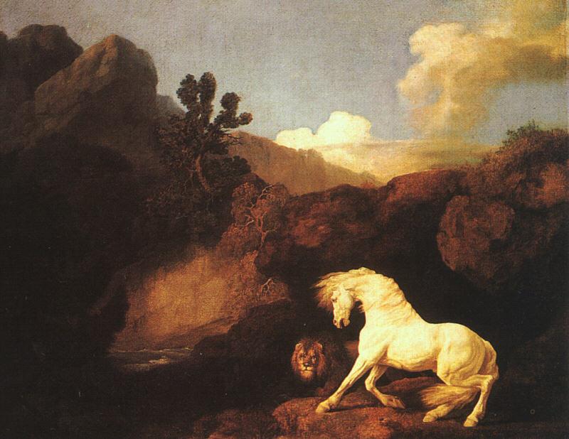 George Stubbs A Horse Frightened by a Lion France oil painting art